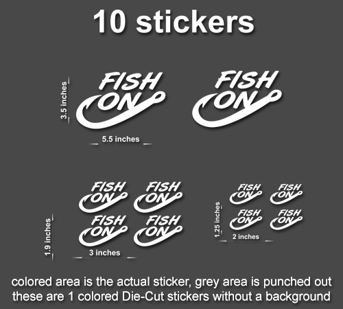 Fish On Decals Stickers Fishing Saltwater Freshwater car truck